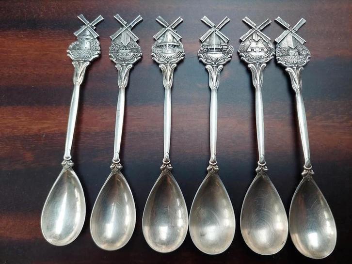 Zes Vintage Philips Souvenir Lepeltjes, Antiek en Kunst, Antiek | Bestek, Ophalen of Verzenden