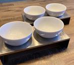 Set van 2 x 2 schaaltjes met rvs houder, Huis en Inrichting, Keuken | Servies, Ophalen, Overige materialen, Gebruikt, Schaal of Schalen