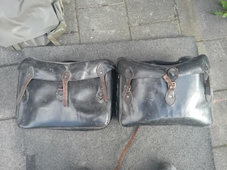 Vintage lederen motortassen, Motoren, Accessoires | Koffers en Tassen, Gebruikt, Ophalen