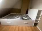 IKEA BRIMNES 140x200 wit incl. lattenbodem en hoofdeinde, Ophalen, Wit, Tweepersoons, 140 cm
