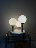 Space Age Bollamp 3 Melkglazen Bollen Plafondlamp Atomic, Ophalen, Gebruikt, Glas, Space Age Sputnik Retro Vintage Tijdloos