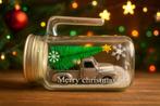 Kerstdecoratie: Truck met kerstboom in glazen pot, Ophalen of Verzenden, Zo goed als nieuw