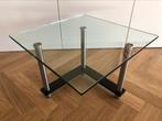 Krasvrije salontafel / bijzettafel | glas en metaal, Ophalen, 50 tot 100 cm, Vierkant, 50 tot 100 cm