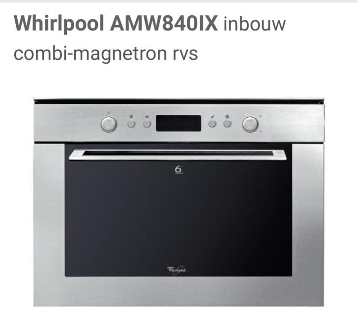 Whirlpool 6th sense inbouw combi-magnetron rvs, Witgoed en Apparatuur, Ovens, Gebruikt, Inbouw, 45 tot 60 cm, Ophalen
