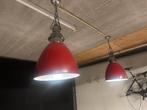 Rode Industriële Hanglamp, Huis en Inrichting, Lampen | Hanglampen, Ophalen, Zo goed als nieuw, Metaal, Minder dan 50 cm