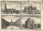 1711 - Amsterdam / de Beurs, Waag, oude en nieuwe kerk, Antiek en Kunst, Kunst | Etsen en Gravures, Ophalen of Verzenden