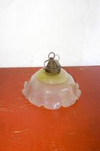 vintage hanglamp van matglas * opaalroze groene wervelkap, Ophalen of Verzenden