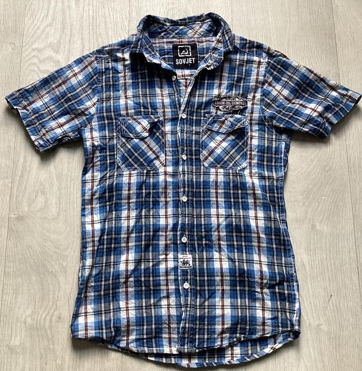 Blouse overhemd maat L Blauw geruit, Kleding | Heren, Overhemden, Zo goed als nieuw, Halswijdte 41/42 (L), Blauw, Ophalen of Verzenden