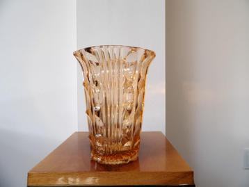 Art Deco Boheemse Vaas Stolzle, orange beschikbaar voor biedingen