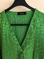 leuke vintage groene glans blouse in 60/70s print mt 36/38, Ophalen, Chastar, Maat 36 (S), Gedragen