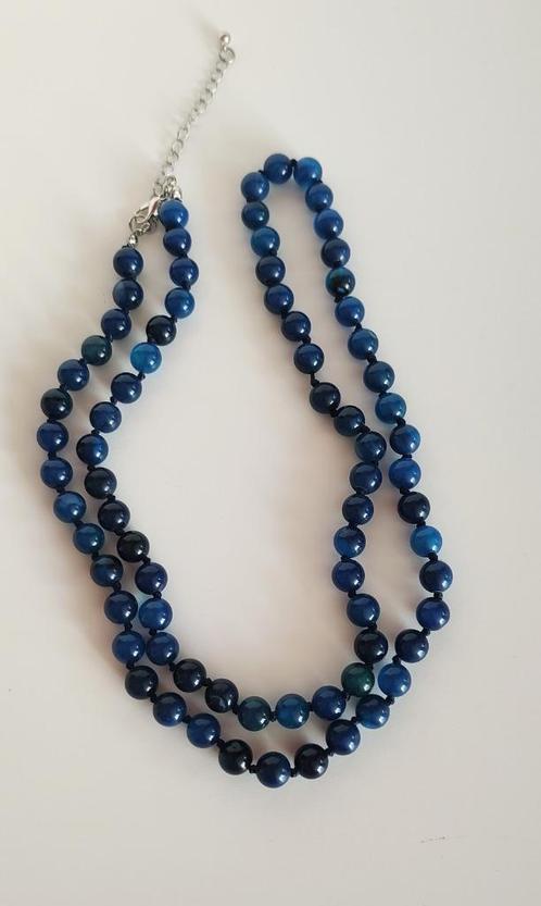 Glazenkraal halsketting, Sieraden, Tassen en Uiterlijk, Kettingen, Zo goed als nieuw, Overige materialen, Blauw, Verstelbaar, Ophalen of Verzenden
