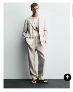 Zara linnen pak met blouse, Kostuum of Pak, Maat 46/48 (XL) of groter, Nieuw, Ophalen of Verzenden