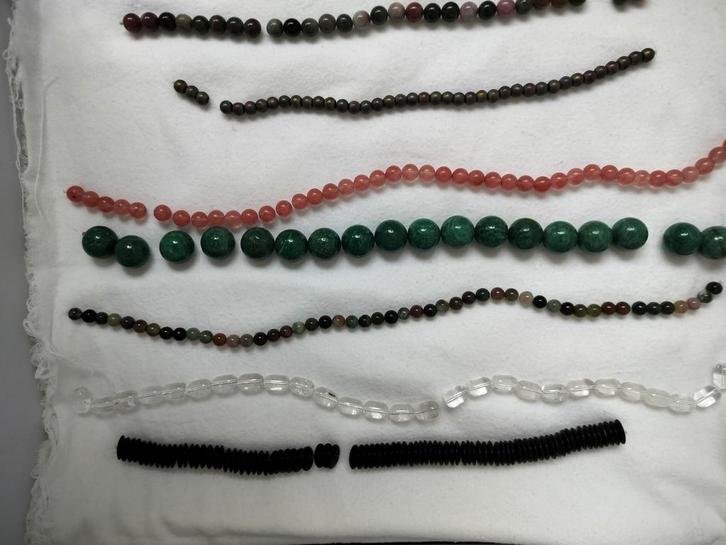 Edelsteen strengen - 7 stk oa mosagaath bergkristal etc, Sieraden, Tassen en Uiterlijk, Armbanden, Nieuw, Overige materialen, Ophalen of Verzenden