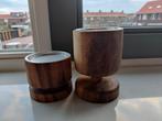 Set houten kandelaren van kinta wereldwinkel, Ophalen of Verzenden, Zo goed als nieuw, Hout, Minder dan 25 cm