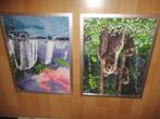 2x schilderijen daimond painting beren en waterval, Nieuw, Ophalen