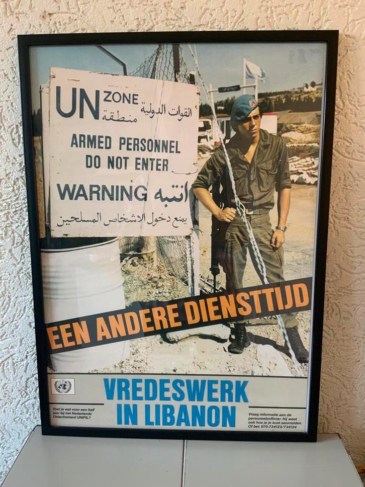 Vintage Wervingscampagne Affiche Nederlandse Leger Unifil, Verzamelen, Posters, Zo goed als nieuw, A1 t/m A3, Ophalen of Verzenden