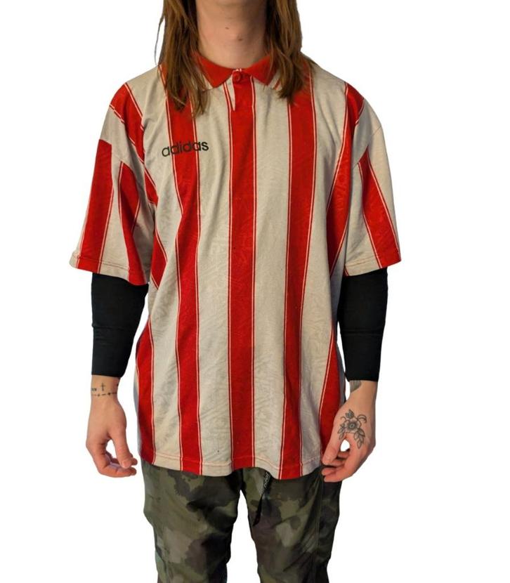 80–90s Adidas Vintage Football Shirt – Size XL – Red/White, Kleding | Heren, Sportkleding, Zo goed als nieuw, Voetbal, Maat 56/58 (XL)