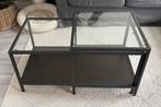 Salontafel | glas | zwart metaal | zwartbruin hout, Ophalen, Gebruikt, 50 tot 100 cm, 50 tot 75 cm