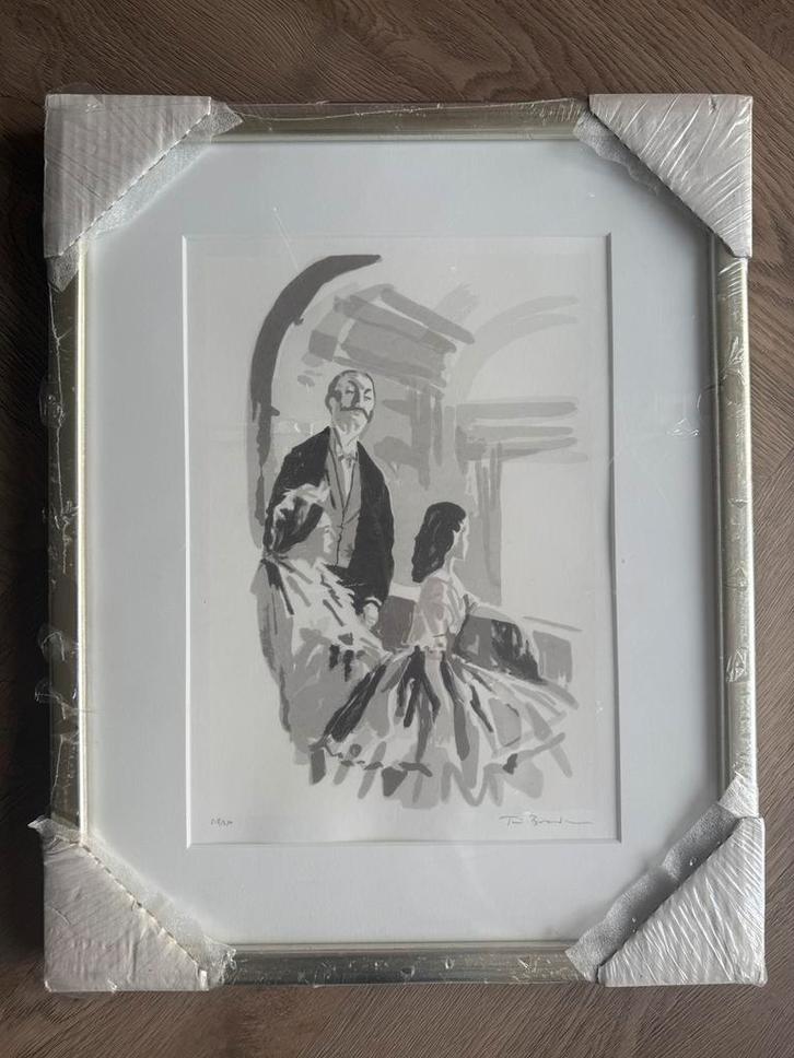 Litho Zeefdruk, Huis en Inrichting, Woonaccessoires | Lijsten, Zo goed als nieuw, Minder dan 50 cm, Hout, Ophalen