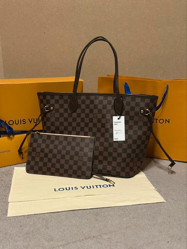 Louis Vuitton Neverfull Damien Ebene MM Rose, Sieraden, Tassen en Uiterlijk, Tassen | Damestassen, Zo goed als nieuw, Handtas