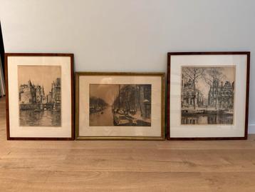 Twee gravures en foto van Amsterdam beschikbaar voor biedingen
