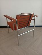 2x Le Corbusier Lc1 design Cognac repro stoel fauteuil bank, Ophalen, Kunststof, Minder dan 75 cm, Zo goed als nieuw