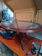 Klassieke ovale salontafel teak kleur, Gebruikt, 100 tot 150 cm, 50 tot 75 cm, Ovaal