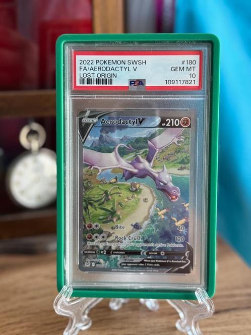 Aerodactyl V LOR 180 - PSA Slab - PSA 10 + GradedGuard, Hobby en Vrije tijd, Verzamelkaartspellen | Pokémon, Nieuw, Losse kaart