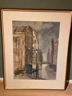 Aquarel van Het Kolkje in Amsterdam, Antiek en Kunst, Ophalen of Verzenden