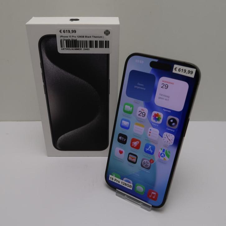 iPhone 15 Pro 128GB Black Titanium | in Goede Staat, Telecommunicatie, Mobiele telefoons | Apple iPhone, Zo goed als nieuw