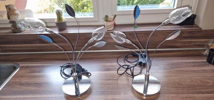 Mooie tafellampjes met glazen kelkjes, Huis en Inrichting, Lampen | Hanglampen, Zo goed als nieuw, Minder dan 50 cm, Ophalen of Verzenden