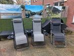 Campingstoelen met tafeltje en ligfunctie, Tuin en Terras, Ophalen, Gebruikt, Metaal, Verstelbaar