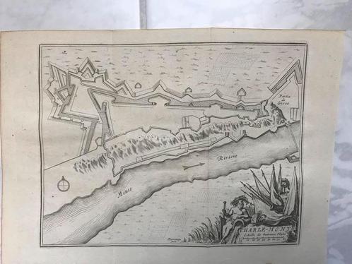Plan Charle-Mont, J. Harrewijn 1720, afb. 18x14cm., mooi!, Antiek en Kunst, Kunst | Etsen en Gravures, Ophalen of Verzenden
