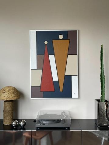 VTG Modernist Abstract Olieverf Schilderij Bauhaus Movement  beschikbaar voor biedingen