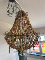 Houten kralen kroonluchter XL 80 cm, Huis en Inrichting, Lampen | Kroonluchters, Ophalen, Zo goed als nieuw