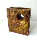 Keramiek blokvaas bruin gemêleerd Tom Bruinsma Mobach 3187-k, Ophalen of Verzenden