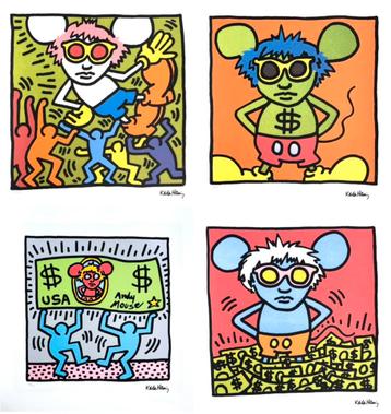 Unieke set (4 Litho+certificaten) Keith Haring “Andy Mouse beschikbaar voor biedingen