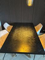 Zwarte visgraat tafel met gouden poten - 180cm, Ophalen, 100 tot 150 cm, Nieuw, Vijf personen of meer