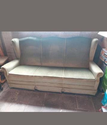 Gratis Groene Velours 3-zits-bank retro / vintage beschikbaar voor biedingen
