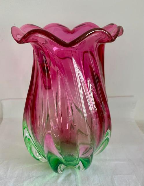Murano vaas Teleflora watermeloen kleuren, Huis en Inrichting, Woonaccessoires | Vazen, Zo goed als nieuw, Minder dan 50 cm, Glas