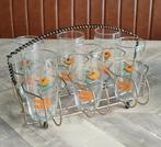 Vintage Fanta glaasjes in rekje, Gebruikt, Overige typen, Ophalen of Verzenden, X