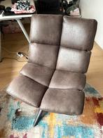 Bruin/grijs lederen draaistoel, Huis en Inrichting, Stoelen, Ophalen, Bruin, Leer, Zo goed als nieuw