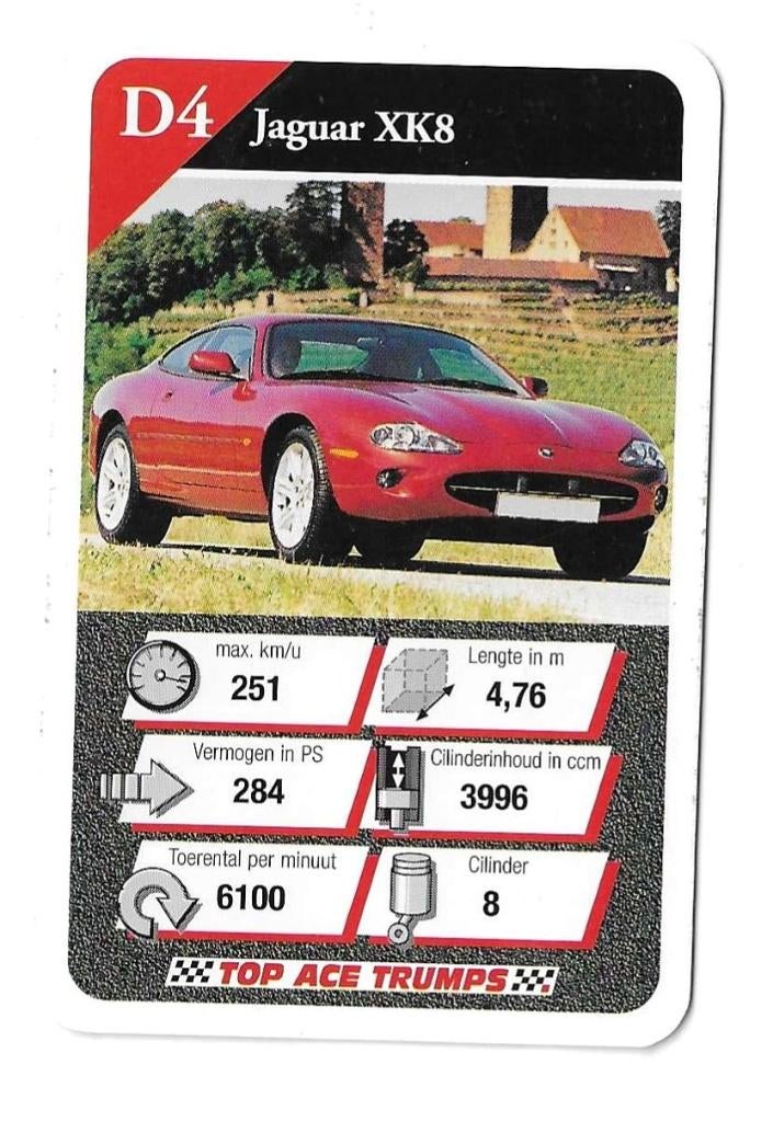Kwartetkaart Jaguar XK8, Ophalen of Verzenden, Zo goed als nieuw, Auto's