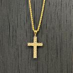 14k gouden ketting met kruis rope nugget model, Ophalen of Verzenden, Nieuw, Goud