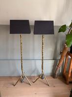 2x Gouden vloerlampen incl. antraciet kap - Colmore -, Ophalen, 100 tot 150 cm, Zo goed als nieuw, Metaal