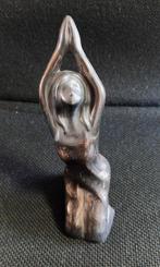 Antiek Zwart Geglazuurd Keramiek kunst Vrouw Beeldje, Verzenden