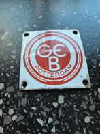 Emaille GEB Rotterdam deurpostje. 7 x 7 cm., Verzamelen, Ophalen of Verzenden, Gebruikt, Reclamebord