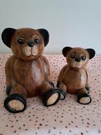 2 leuke houten beren, Ophalen, Zo goed als nieuw, Stoffen beer, Overige merken