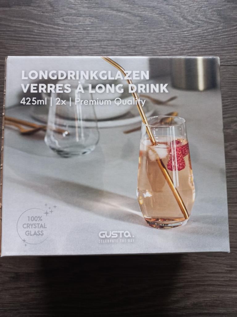 Nieuw Gusta 2 long drinkglazen, Verzamelen, Ophalen of Verzenden, Nieuw, Overige typen