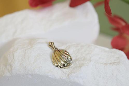 8 Karaat Schelp Hanger Met Diamant, Sieraden, Tassen en Uiterlijk, Kettinghangers, Zo goed als nieuw, Goud, Goud, Overige voorstellingen